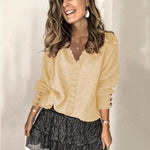 ESPERANZA - Jersey Elegante Casual de Manga Larga con Cuello en V