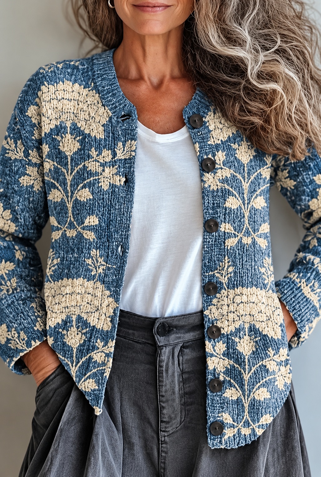 Petronella | Cárdigan de Punto Patchwork Floral