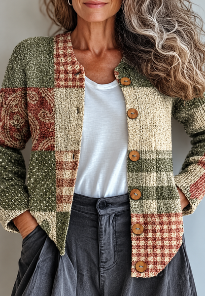 Petronella | Cárdigan de Punto Patchwork Floral