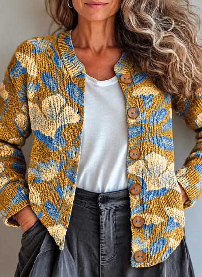 Petronella | Cárdigan de Punto Patchwork Floral