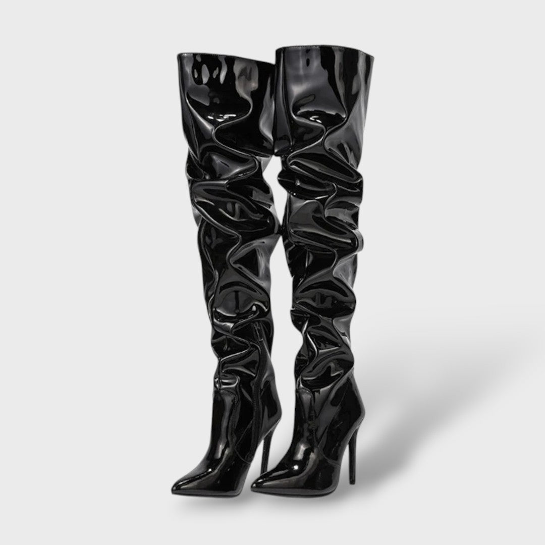 Botas Altas de Charol con Tacón de Aguja