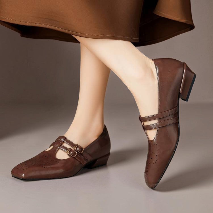 Marisol | Zapato Mary Jane de Doble Tira con Detalle Brogue