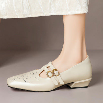 Marisol | Zapato Mary Jane de Doble Tira con Detalle Brogue