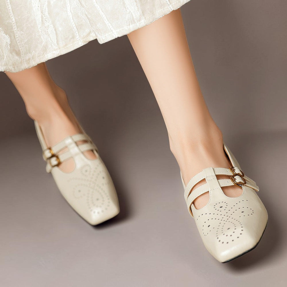 Marisol | Zapato Mary Jane de Doble Tira con Detalle Brogue