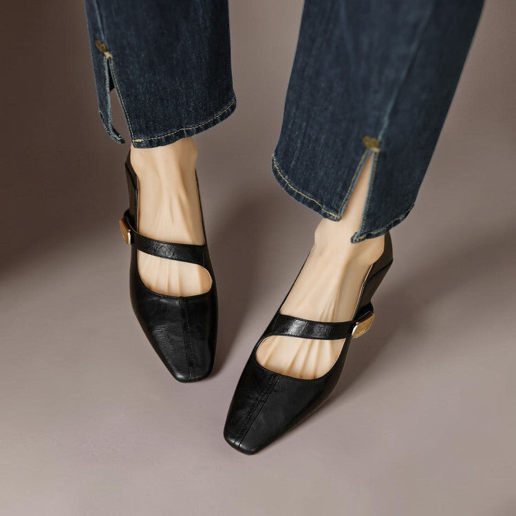 Quera | Zapato Mary Jane de Puntera Cuadrada Cincelada