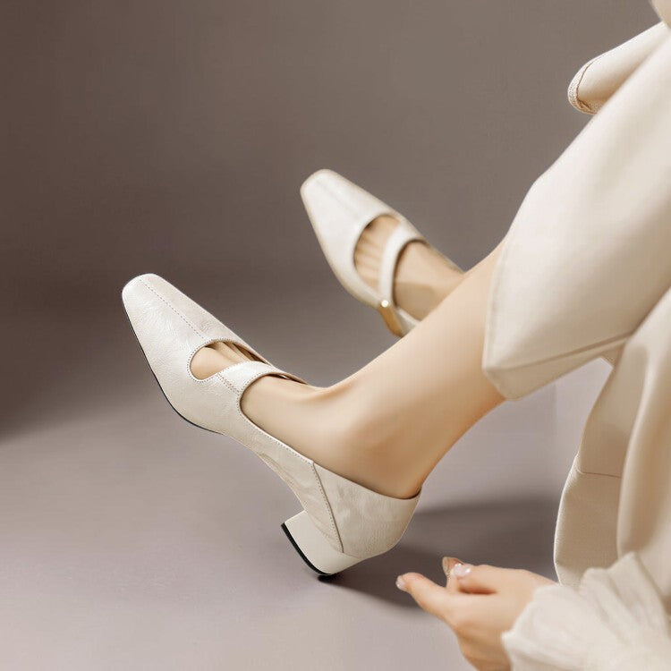 Quera | Zapato Mary Jane de Puntera Cuadrada Cincelada