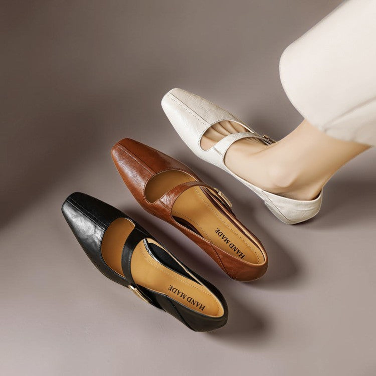 Quera | Zapato Mary Jane de Puntera Cuadrada Cincelada