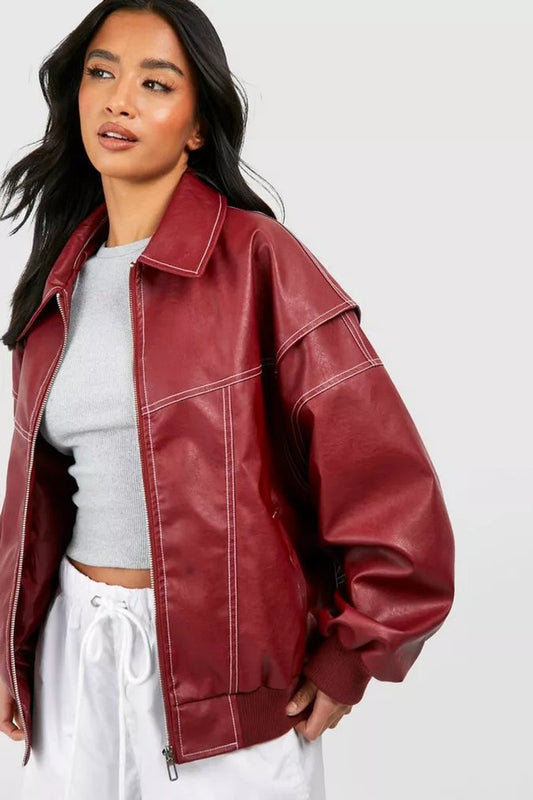 Renée | Cazadora Bomber Oversize con Costuras Contrastadas