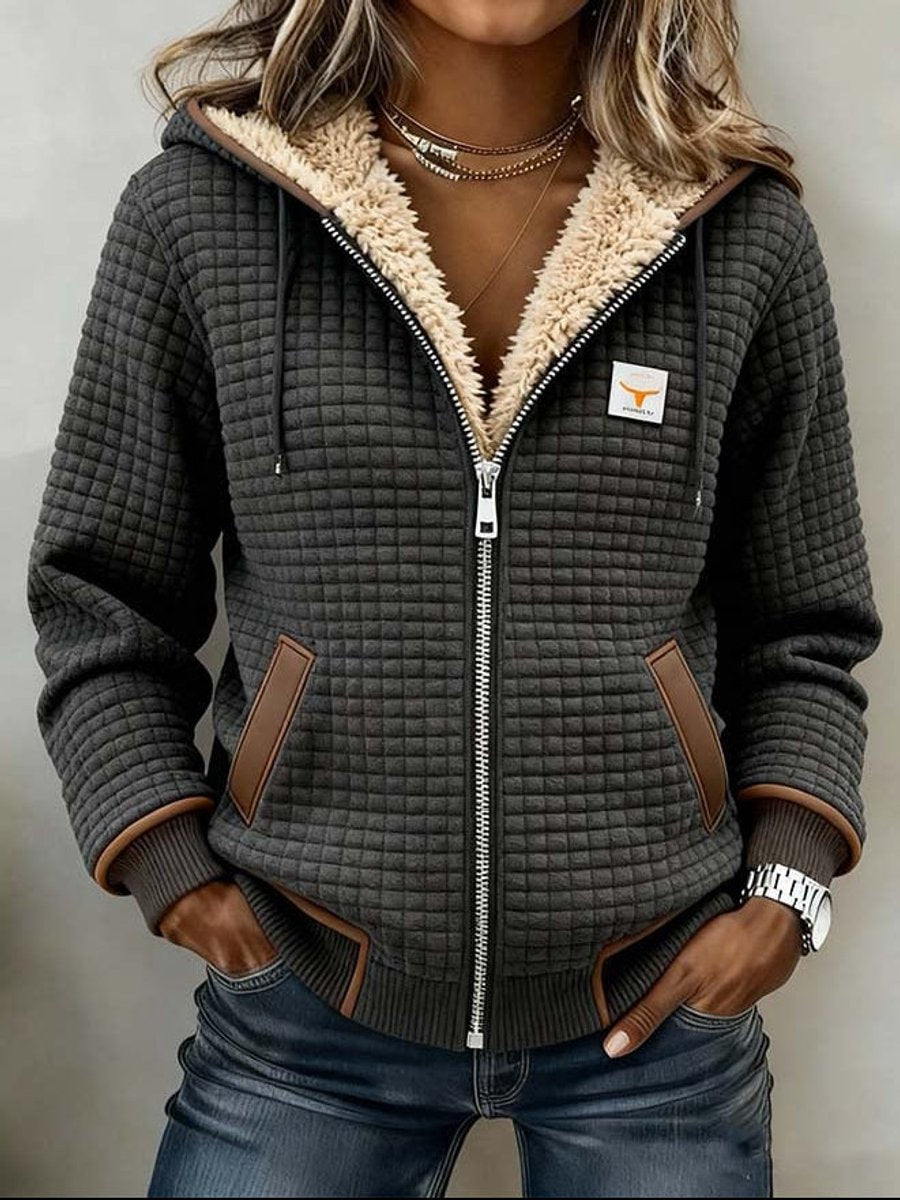 Bridgette | Chaqueta Acogedora Texturizada con Capucha y Cremallera