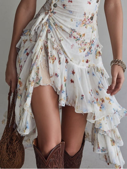 Yara - Vestido mini floral con escote en V
